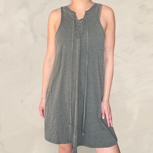 z supply lace up cotton dress sleeveless army green size small